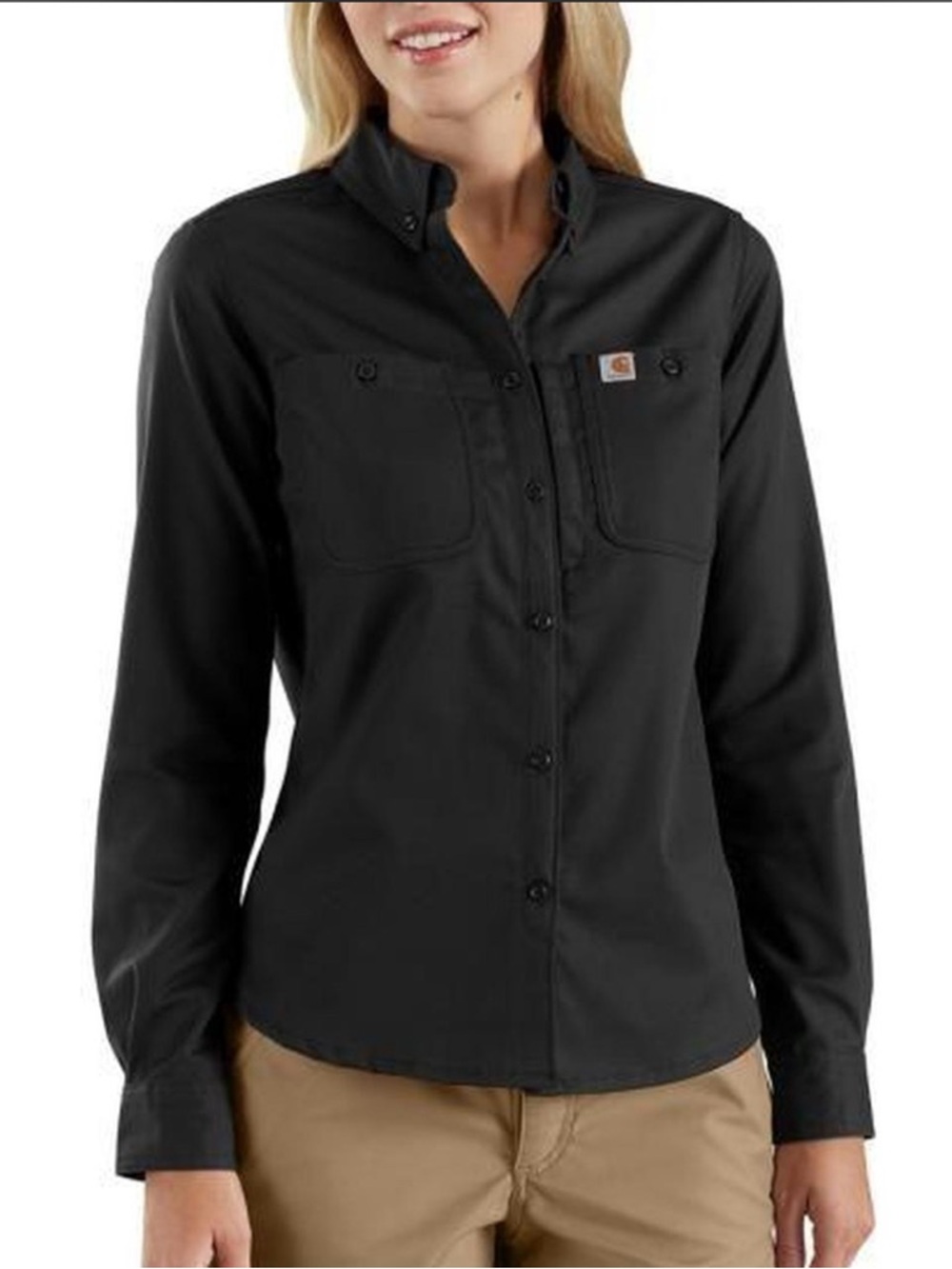 NWT women’s rugged fit black button up size L